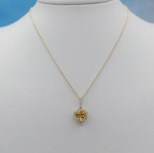 Load image into Gallery viewer, Trillion-Cut Citrine and Diamond Pendant &amp; Chain  - 14K Yellow Gold