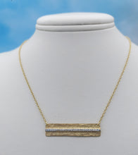 Load image into Gallery viewer, Diamond Hammered Bar Necklace - 14K Yellow Gold