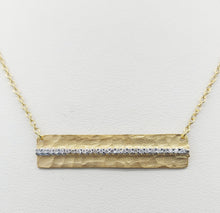 Load image into Gallery viewer, Diamond Hammered Bar Necklace - 14K Yellow Gold