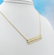 Load image into Gallery viewer, Diamond Hammered Bar Necklace - 14K Yellow Gold