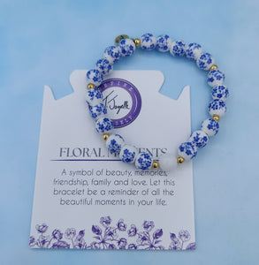 Blue (Gold) Floral Moments Bracelet - TJazelle