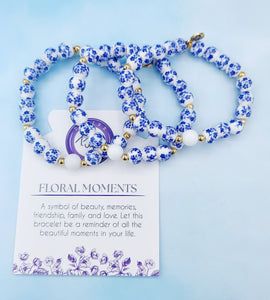 Blue (Gold) Floral Moments Bracelet - TJazelle