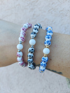 Blue (Gold) Floral Moments Bracelet - TJazelle