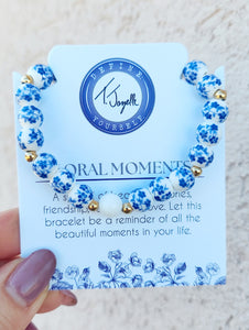 Blue (Gold) Floral Moments Bracelet - TJazelle