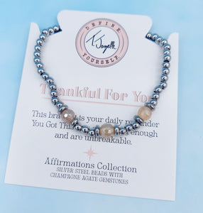 Thankful For You Champagne Agate Bracelet - TJazelle Affirmations Collection