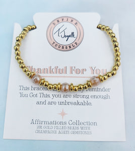 Thankful For You Champagne Agate Bracelet - TJazelle Affirmations Collection