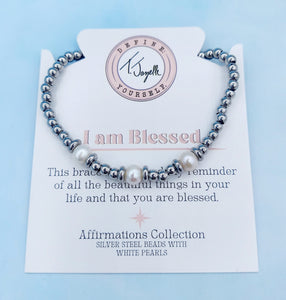 I am Blessed Pearl Bracelet - TJazelle Affirmations Collection