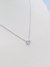 Load image into Gallery viewer, 0.21 Carat Illusion Diamond Bezel Necklace - 14K White Gold