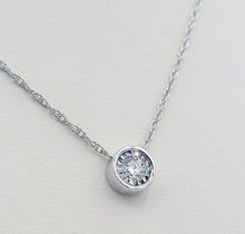 Load image into Gallery viewer, 0.21 Carat Illusion Diamond Bezel Necklace - 14K White Gold