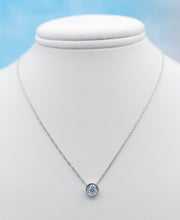 Load image into Gallery viewer, 0.21 Carat Illusion Diamond Bezel Necklace - 14K White Gold