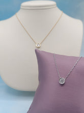 Load image into Gallery viewer, 0.21 Carat Illusion Diamond Bezel Necklace - 14K White Gold