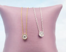 Load image into Gallery viewer, 0.20 Carat Illusion Diamond Bezel Necklace - 14K Yellow Gold