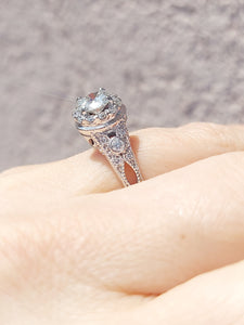 Vintage Style Round 1.36 Carat Engagement Ring - 14K White Gold - GIA Certified