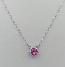 Load image into Gallery viewer, Pink Crystal Bezel Necklace - Sterling Silver