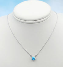 Load image into Gallery viewer, Blue Crystal Bezel Necklace - Sterling Silver