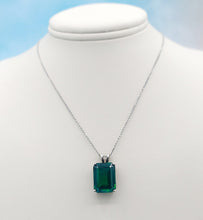Load image into Gallery viewer, Emerald Cut Emerald Pendant &amp; Adjustable 22" Chain - Sterling Silver