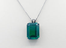 Load image into Gallery viewer, Emerald Cut Emerald Pendant &amp; Adjustable 22" Chain - Sterling Silver