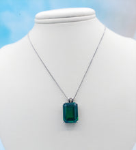 Load image into Gallery viewer, Emerald Cut Emerald Pendant &amp; Adjustable 22" Chain - Sterling Silver