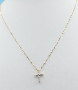 .10 Carat Diamond Cross Necklace - 14K Yellow Gold