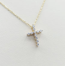 Load image into Gallery viewer, .10 Carat Diamond Cross Necklace - 14K Yellow Gold