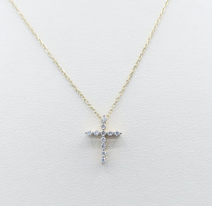 .10 Carat Diamond Cross Necklace - 14K Yellow Gold