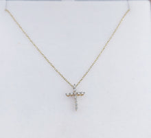 Load image into Gallery viewer, .10 Carat Diamond Cross Necklace - 14K Yellow Gold