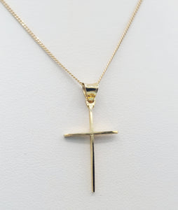 1" Plain Gold Cross & Chain - 14K Yellow Gold