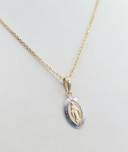 Load image into Gallery viewer, Two Tone Miraculous Medal &amp; Chain - 14K Yellow &amp; White Gold