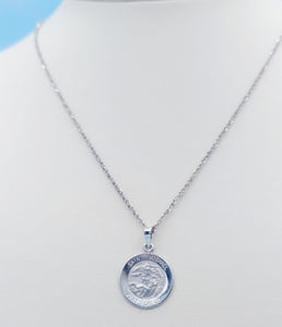 St Michael Medal & Chain - 14K White Gold