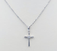 Load image into Gallery viewer, Diamond Cross &amp; Chain - 14K White Gold