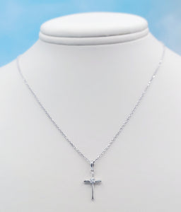 Diamond Cross & Chain - 14K White Gold