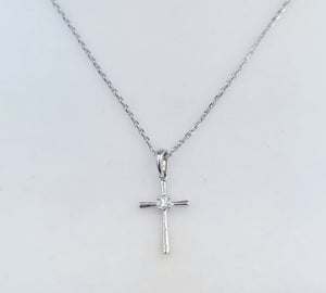 Diamond Cross & Chain - 14K White Gold