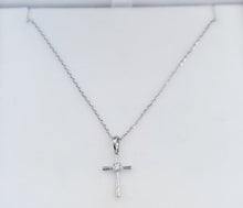 Load image into Gallery viewer, Diamond Cross &amp; Chain - 14K White Gold