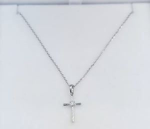 Diamond Cross & Chain - 14K White Gold