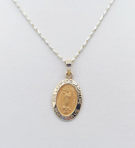 Our Lady of Guadalupe Medal Charm & Chain -14K Yellow Gold