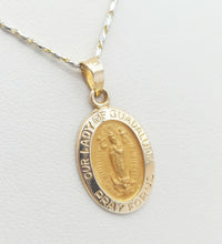 Load image into Gallery viewer, Our Lady of Guadalupe Medal Charm &amp; Chain -14K Yellow Gold