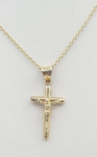 Load image into Gallery viewer, Petite Crucifix Cross &amp; Chain - 14k Yellow Gold