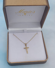 Load image into Gallery viewer, Petite Crucifix Cross &amp; Chain - 14k Yellow Gold