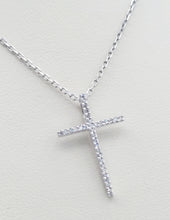 Load image into Gallery viewer, Pave Diamond Cross &amp; Cable Chain - 14K White Gold