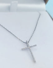 Load image into Gallery viewer, Pave Diamond Cross &amp; Cable Chain - 14K White Gold