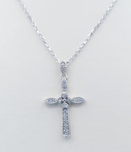 Load image into Gallery viewer, .25 Diamond Cross &amp; Chain - 14K White Gold