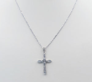 .25 Diamond Cross & Chain - 14K White Gold