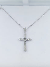 Load image into Gallery viewer, .25 Diamond Cross &amp; Chain - 14K White Gold