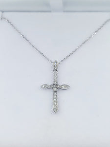 .25 Diamond Cross & Chain - 14K White Gold