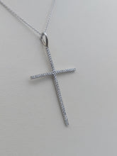 Load image into Gallery viewer, 1.5" Diamond Cross .40 Carat -14K White Gold