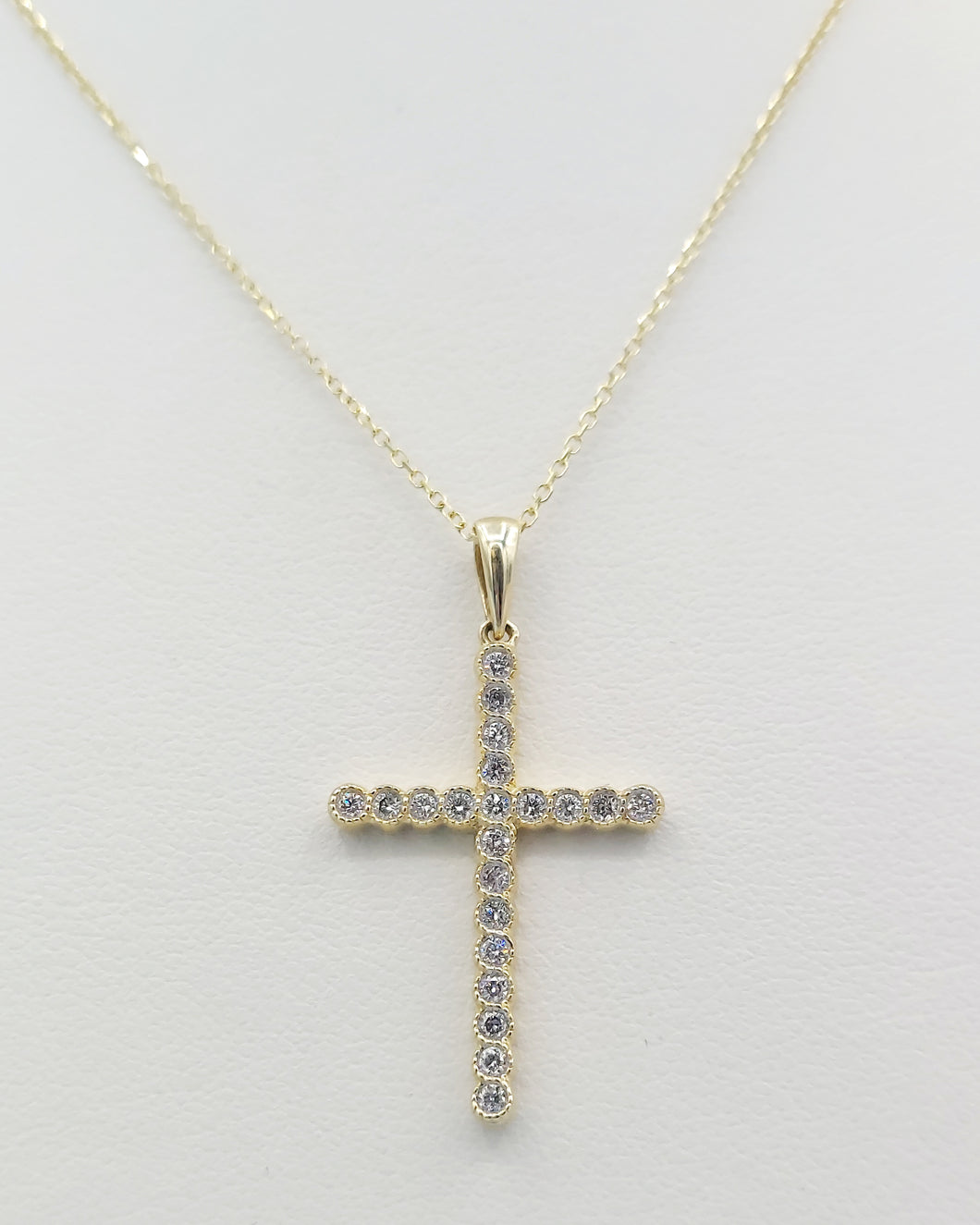 Diamond Cross Necklace - .25 Carats - 14K Yellow Gold