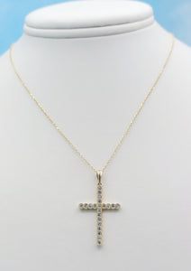 Diamond Cross Necklace - .25 Carats - 14K Yellow Gold