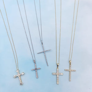 Diamond Cross Necklace - .25 Carats - 14K Yellow Gold