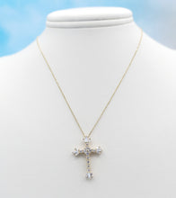 Load image into Gallery viewer, Baguette &amp; Round CZ Cross &amp; Chain - 14K Yellow Gold