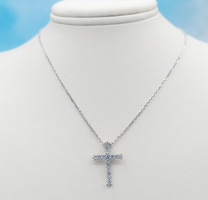 Lab Created Diamond Cross & Chain - 14K White Gold